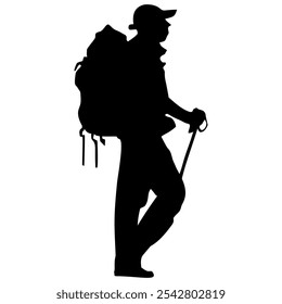 Mountain climber silhouette. Perfect for stickers, icons, advertising