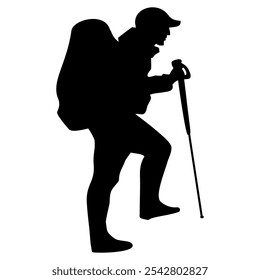 Mountain climber silhouette. Perfect for stickers, icons, advertising