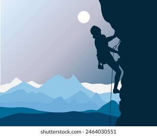 Mountain Climber Silhouette - Stock Illustration as EPS 10 File