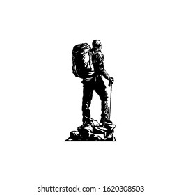 Mountain climber silhouette vector illustration