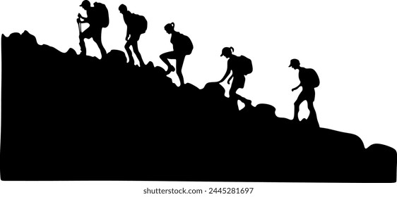 mountain climber silhouette vector illustration	
