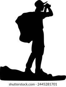 mountain climber silhouette vector illustration	
