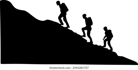 mountain climber silhouette vector illustration	
