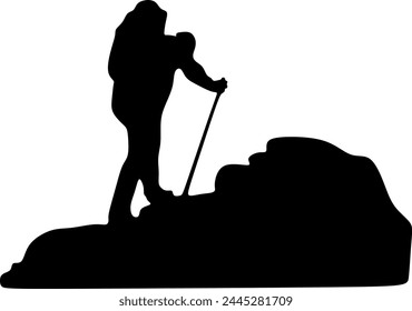 mountain climber silhouette vector illustration	
