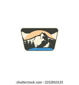 mountain climber template vector logo design. Mountain View