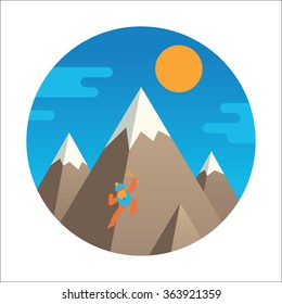Mountain climber. Vector illustration.