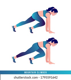 Mountain Climbers Exercise Woman Workout Fitness Stock Vector (Royalty ...