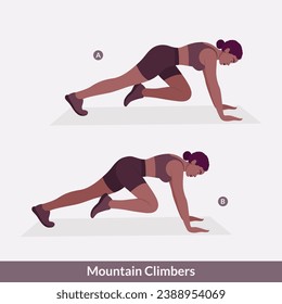 Mountain Climbers exercise, Woman workout fitness, aerobic and exercises.