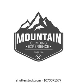 Mountain climbing adventure logo vector. Mountain logo vector template for business, marketing material, t shirt design, etc