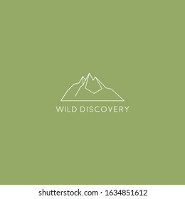 Mountain climbing adventure outdoor vector. Flat line logo style