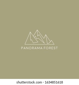 Mountain climbing adventure outdoor vector. Flat line logo style