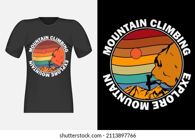 Mountain Climbing Hand Drawn Style Vintage Retro T-Shirt Design