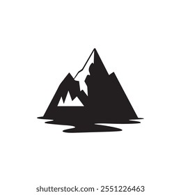 mountain climbing hill silhouette vector art flat design