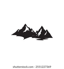 mountain climbing hill silhouette vector art flat design