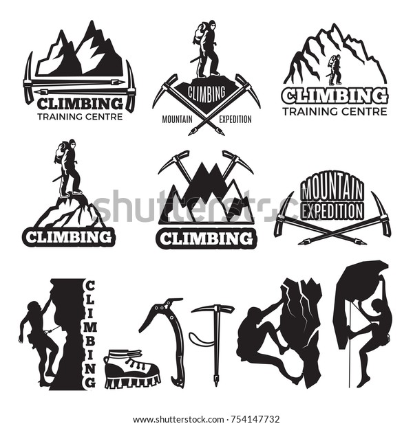 Mountain Climbing Logos Vector Labels Extreme Stock Vector (Royalty