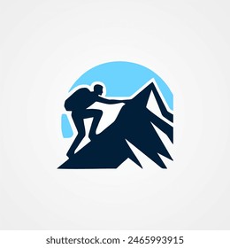 mountain climbing logo,sticker of adventure or outdoor activity club