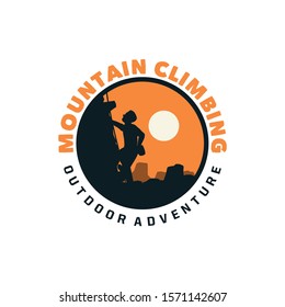 mountain climbing, outdoor adventure. patch, badge emblem, logo sign, t shirt design