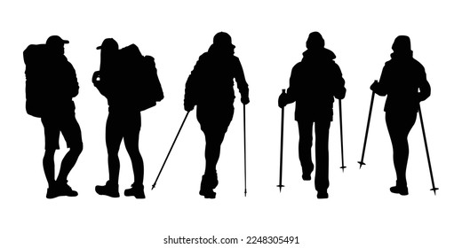 mountain climbing people collection silhouette illustration design