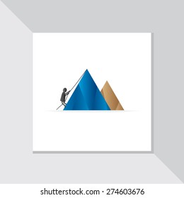 mountain climbing with people vector illustration