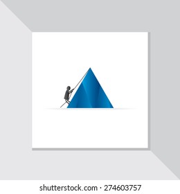 mountain climbing with people vector illustration