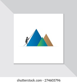 mountain climbing with people vector illustration