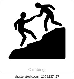 Mountain Climbing and rock climbing icon concept