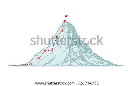 Mountain climbing route. Business vector illustration