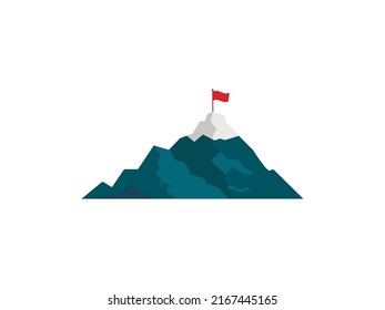 Ruta de montañismo al pico en estilo plano. Trayectoria de viaje de negocios en progreso hacia la ilustración vectorial de éxito. Pico de montaña, ruta de escalada a la cima de la roca