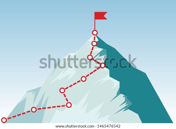 山登りは平らな山道 目標 ミッション ビジョン キャリアパスのコンセプト ビジネスの旅を進めています 成功のベクターイラスト 山頂 登山ルート のベクター画像素材 ロイヤリティフリー