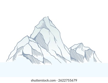 Mountain climbing route to top rock with red flag on peak. Business journey path in progress, way to success or concept of goal. Vector illustration