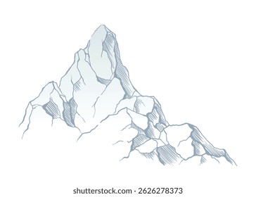 Mountain climbing route to top rock with red flag on peak. Business journey path in progress, way to success or concept of goal. Vector illustration