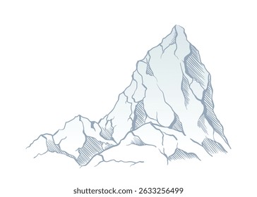 Mountain climbing route to top rock with red flag on peak. Business journey path in progress, way to success or concept of goal. Vector illustration