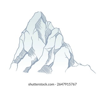 Mountain climbing route to top rock with red flag on peak. Business journey path in progress, way to success or concept of goal. Vector illustration