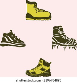 Mountain Climbing Shoes Vector Icons