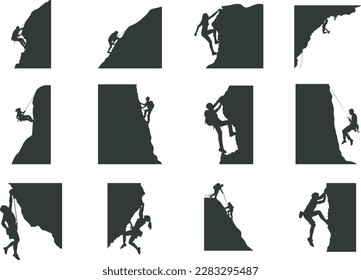 Mountain Climbing Silhouette, Mountain Climbing SVG, Mountain Climbing Vector