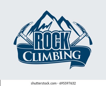 Mountain climbing. Sport emblem. Vector illustration.