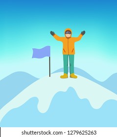 Mountain climbing. Vector illustration