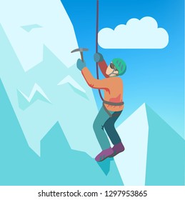 Mountain climbing. Vector illustration