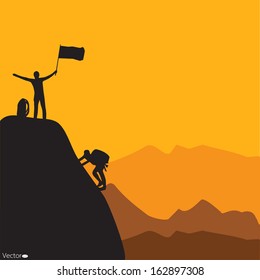 Mountain climbing, vector illustration