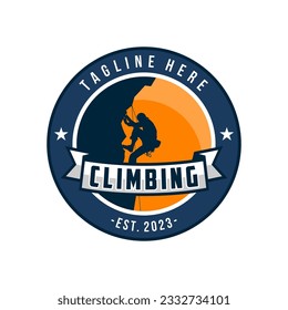 mountain climbing vector logo. Sport climbing, emblem climbing, hobby climbing illustration