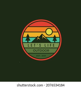 mountain clip outdoor adventure logo sticker icon symbol template vector illustration design print t-shirt