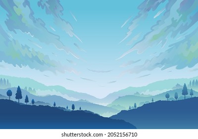 Mountain and Cloud Landscape Background, Natural Scenery and Environment View