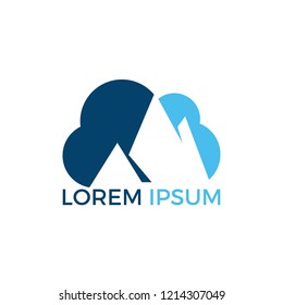 Mountain cloud logo design. Mountain landscape and cloud logo design.
