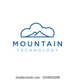 mountain and cloud logo, icon and template