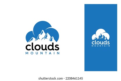 Mountain Cloud Modern logo design vector