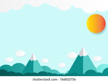 Mountain and Cloud with Nature Friendly concept, Vector illustration.