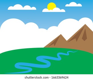 mountain, cloud, sky. cartoon background vector
