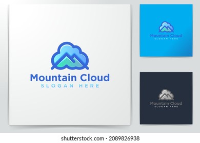 Nube de montaña, tecnología y aventura Logo Inspiración aislada en fondo blanco