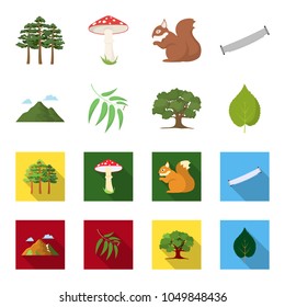 Mountain, cloud, tree, branch, leaf.Forest set collection icons in cartoon,flat style vector symbol stock illustration web.