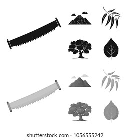 Mountain, cloud, tree, branch, leaf.Forest set collection icons in black,monochrom style vector symbol stock illustration web.
